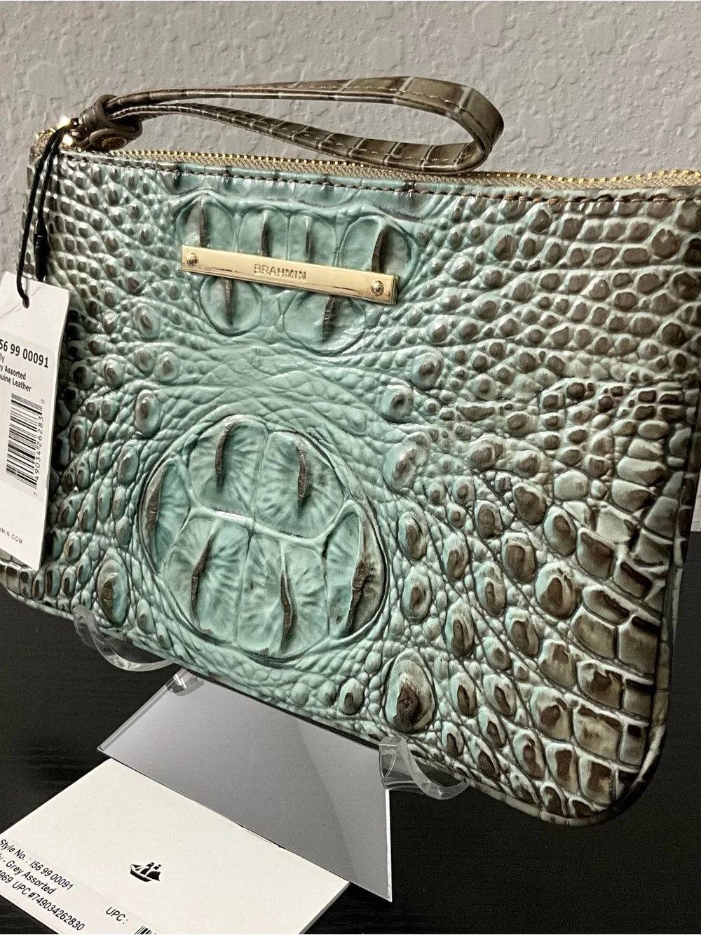 Brahmin Sally BLUEBELL OMBRÉ MELBOURNE Leather Wristlet Cosmetic Bag
